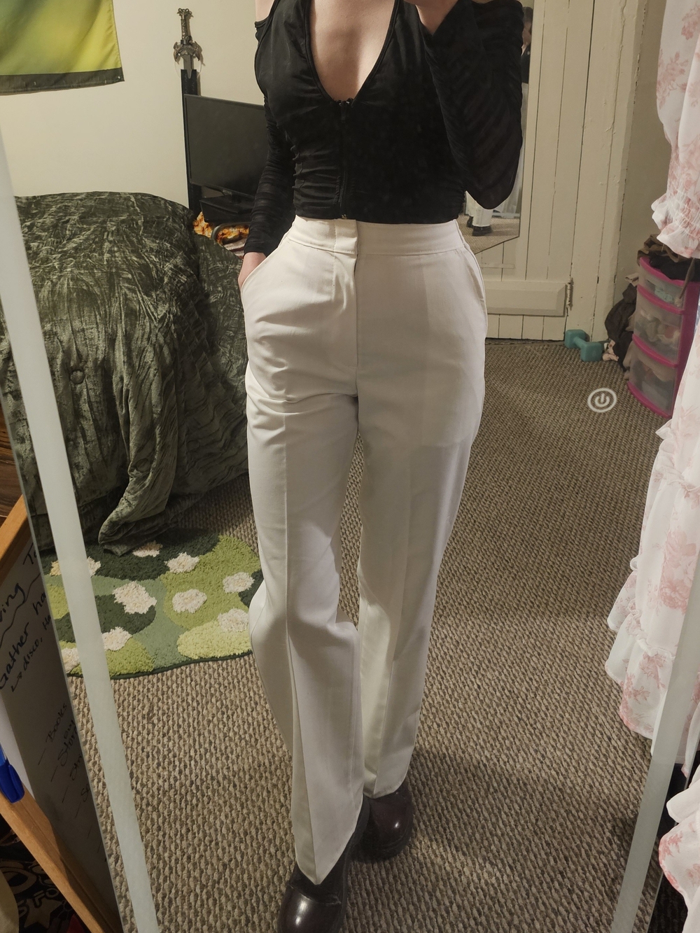70s/80s Wrangler Uniforms White Straight Leg Work Pants Made in USA